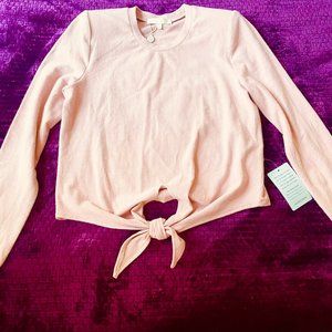 WAYF Ashland Tie Front Top - Mauve Size Small